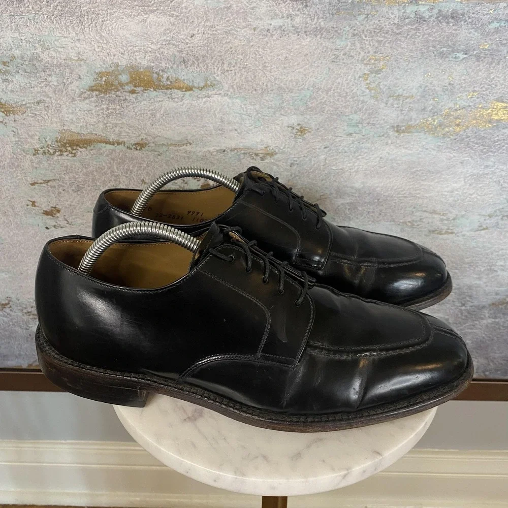 Johnston & Murphy Shoes Mens Size 9 D Black Leather Derby Square Toe 22-2831